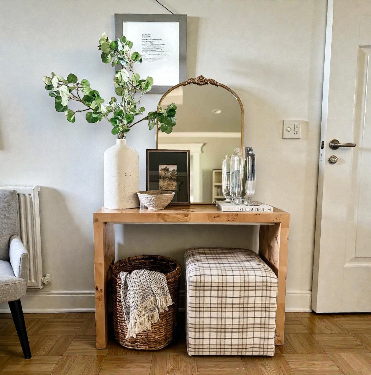 Ogden Burled Wood Console Table Brown (KD) - Threshold designed with Studio McGee: Entryway Furniture, Burlwood Accent - Yalz Store