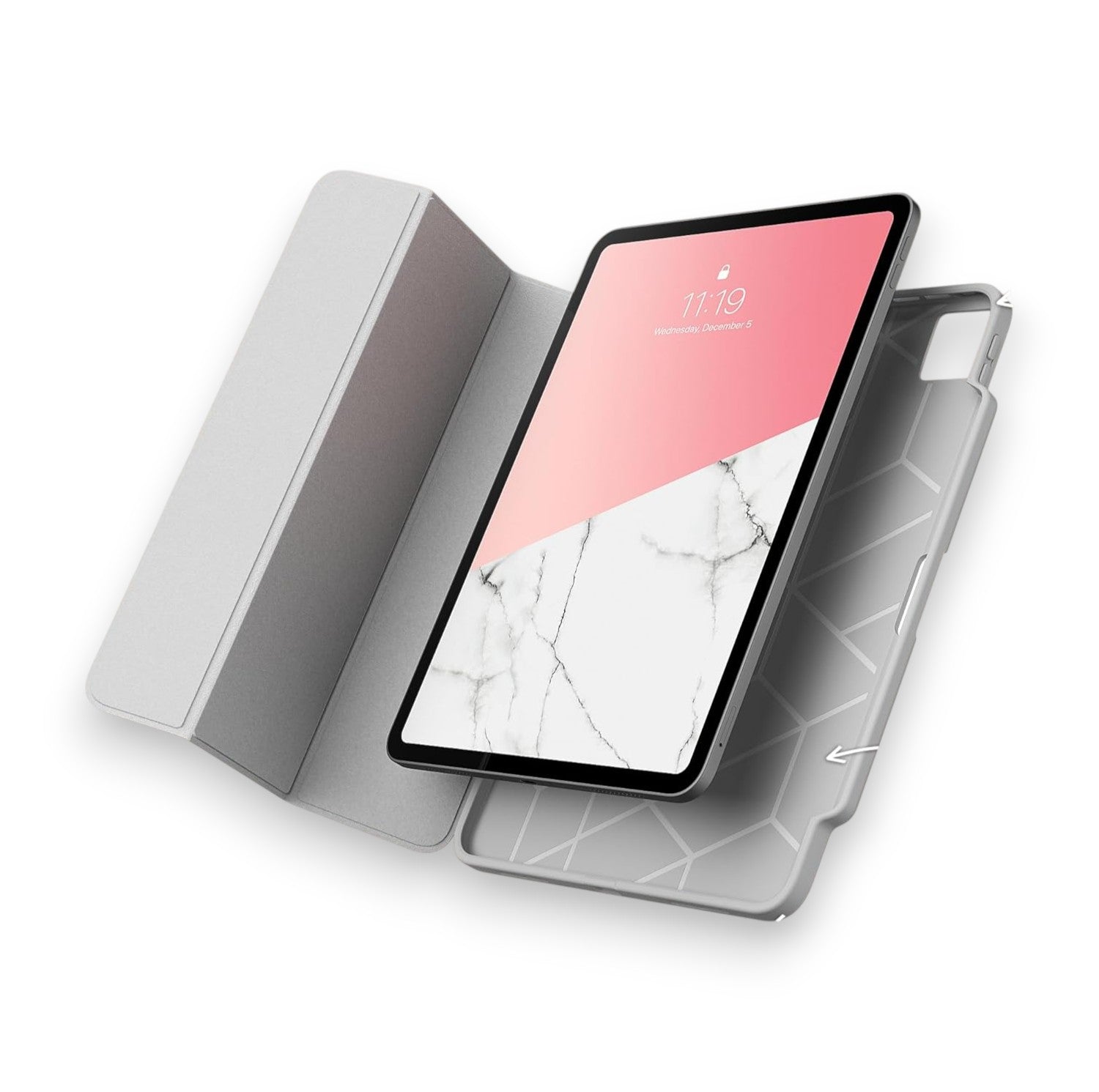 Slim Trifold iPad Pro 11 Inch Case (2024–2025) with Pencil Holder, Auto Sleep/Wake, Soft TPU Protective Cover – Marble Design - Yalz Store