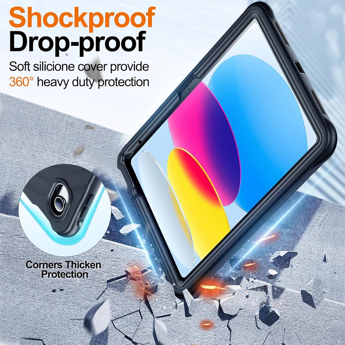 Phone case with shockproof and drop-proof features on a gray background