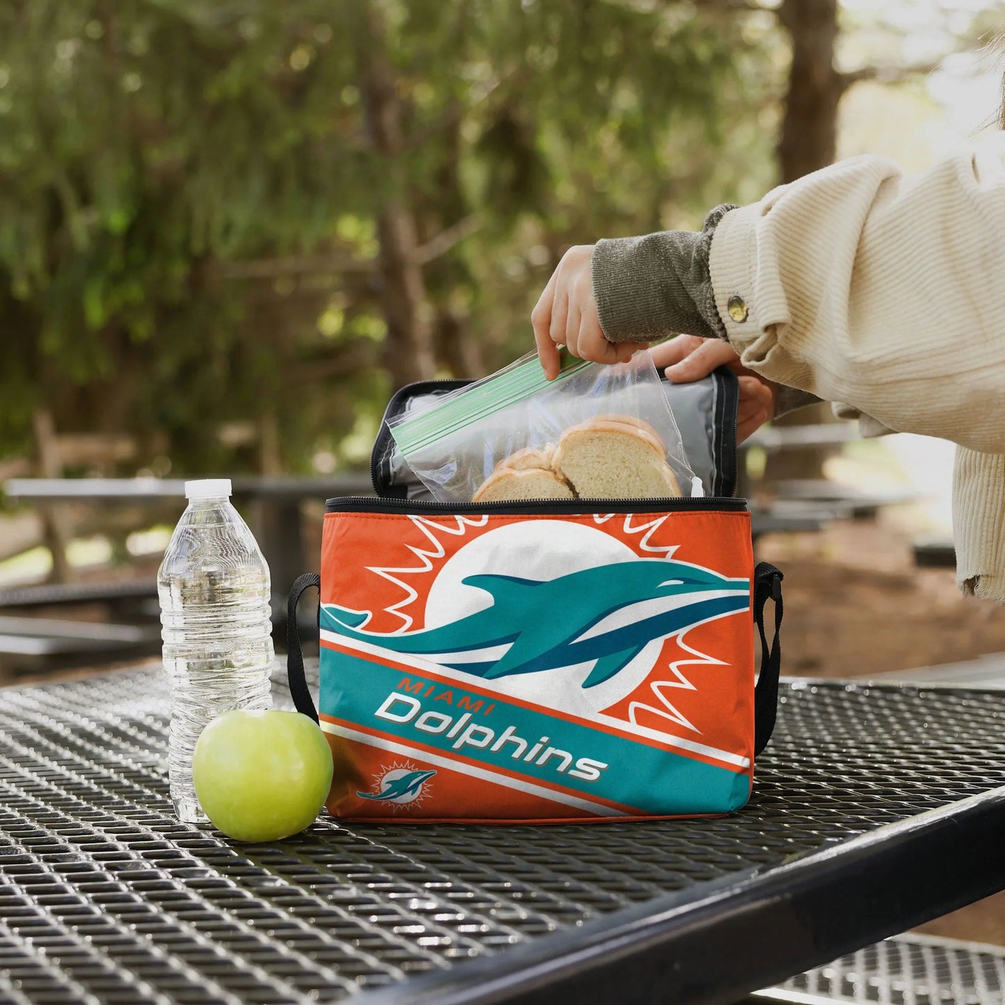 FOCO Miami Dolphins Big Logo Stripe 6 Pack Cooler