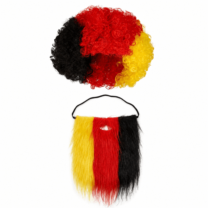 World Cup Fan Kit 2PCS Set Synthetic Wig, Beard Mustache