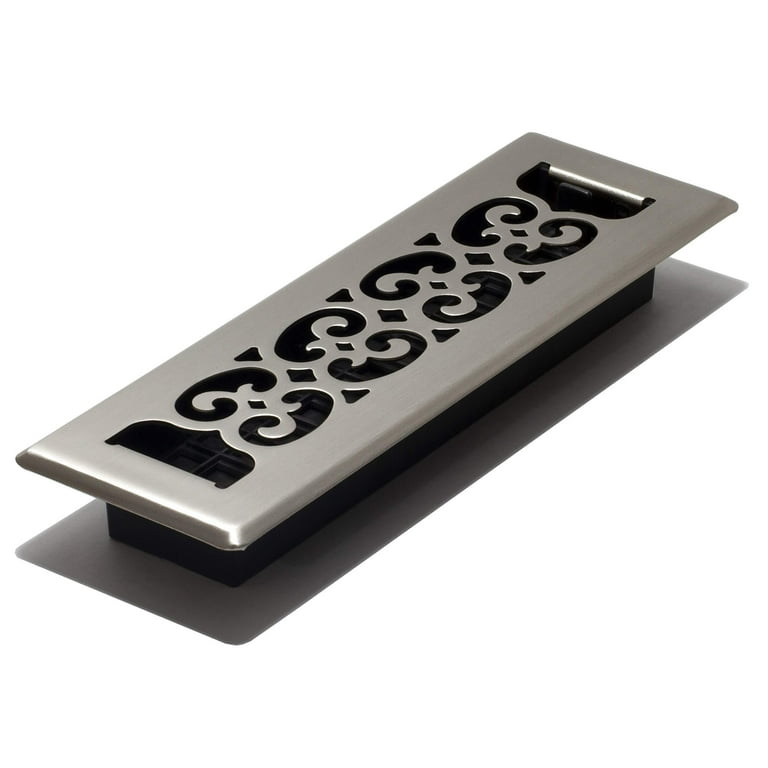 Scroll Pattern Floor Register – 2" x 10" Brushed Nickel - Yalz Store
