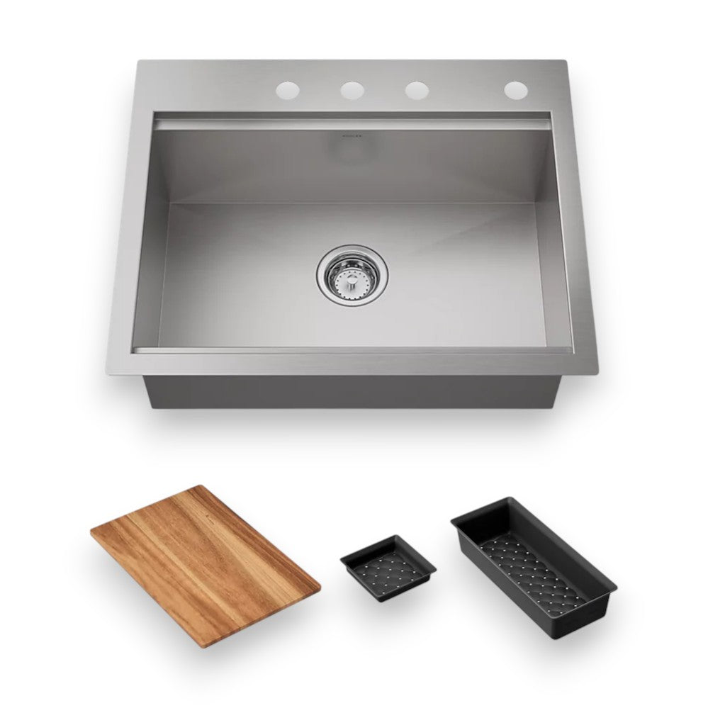 5-Piece Kitchen and Dining Bundle – Kitchen Sink, Pull-Down Faucet, Mahogany Dining Table, Hickory Flooring, Hand Soap - Yalz Store