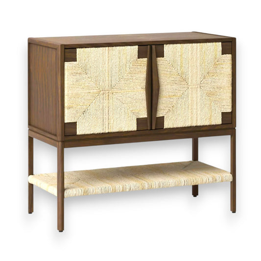 Withania 2 Door Cabinet - Threshold: Vintage Woven Accent, Wood Composite, Anti-Tip - Yalz Store