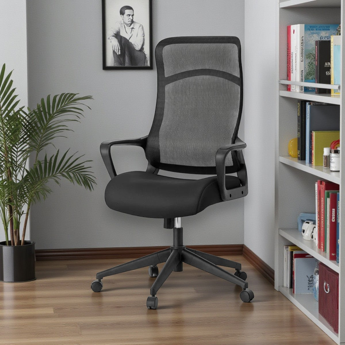 Comfort Dorm Office Chair Black - Room Essentials: Ergonomic, Adjustable, Mesh Back, 5-Wheel Base - Yalz Store