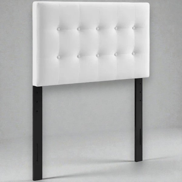 Modway Twin Emily Tufted Performance Velvet Headboard White: Elegant Dorm Furniture, Foam Padded, Wood Frame Mounted - Yalz Store