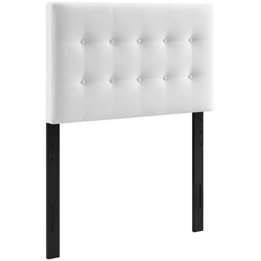 Modway Twin Emily Tufted Performance Velvet Headboard White: Elegant Dorm Furniture, Foam Padded, Wood Frame Mounted