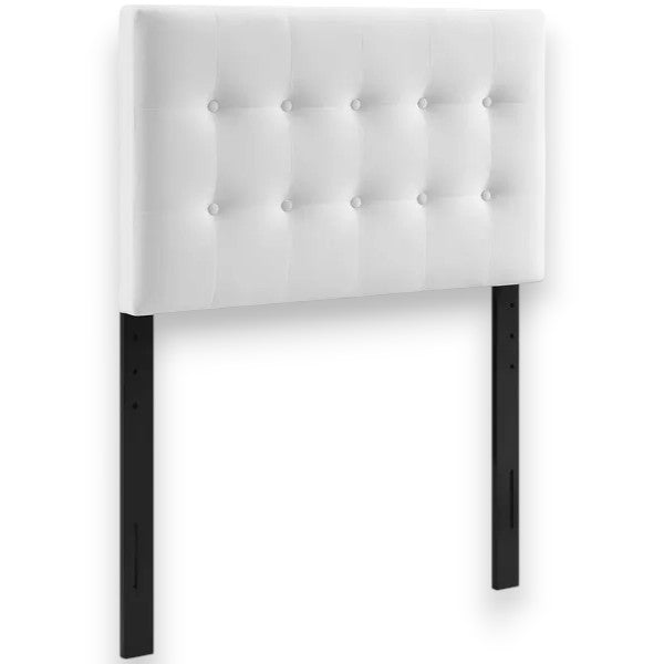 Modway Twin Emily Tufted Performance Velvet Headboard White: Elegant Dorm Furniture, Foam Padded, Wood Frame Mounted - Yalz Store