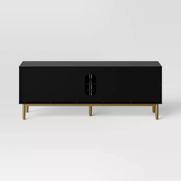 Ellery Luxe TV Stand for TVs up to 60" Black - Threshold: Gold-Finish Legs, Wood Frame, Storage