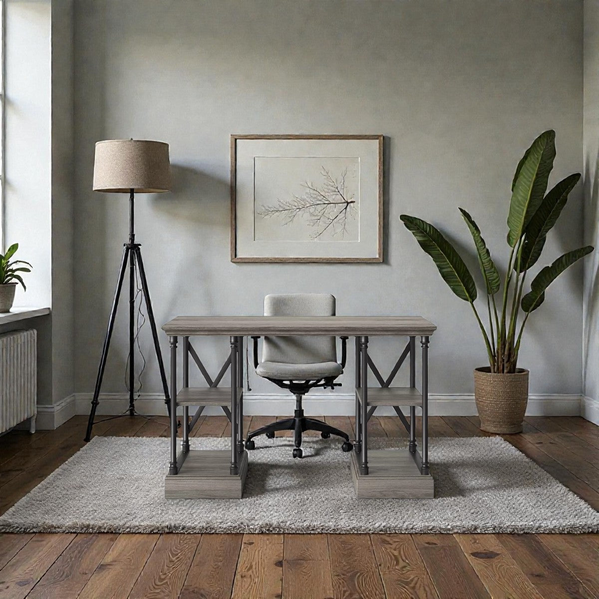 Conway Wood Writing Desk with Storage Gray - Threshold - Yalz Store