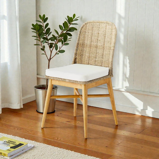 Juniper Woven Dining Chair with Cushion, Natural – Studio McGee Accent Chair - Yalz Store