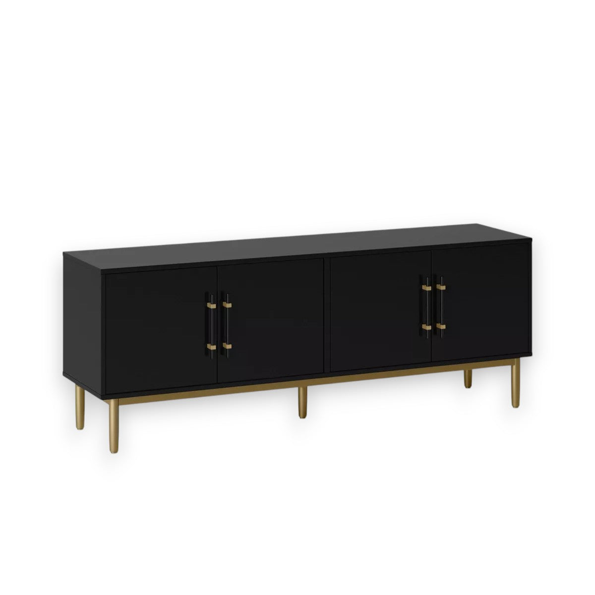 Ellery Luxe TV Stand for TVs up to 60" Black - Threshold: Gold-Finish Legs, Wood Frame, Storage - Yalz Store