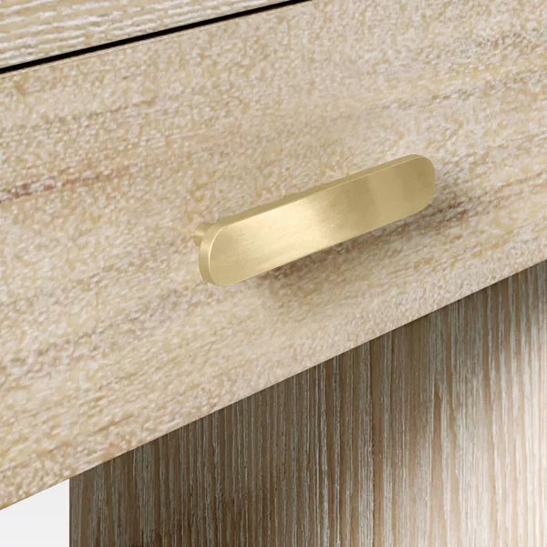 Zebrina Wood Nightstand with Drawer Natural - Threshold: Bohemian Style, Arched Design, Square Shape, Stained Finish