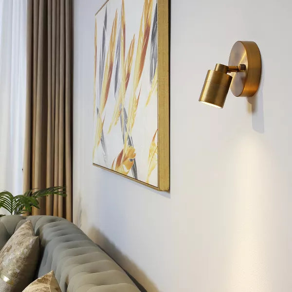 VidaLite Shura - Brushed Brass Integrated LED Spot Light w/Adjustable Head, Fully Rotatable Ceiling Light, 3000k, 490 Lumens