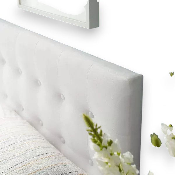Modway Twin Emily Tufted Performance Velvet Headboard White: Elegant Dorm Furniture, Foam Padded, Wood Frame Mounted - Yalz Store