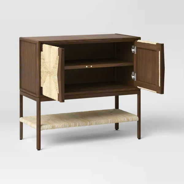 Withania 2 Door Cabinet - Threshold: Vintage Woven Accent, Wood Composite, Anti-Tip