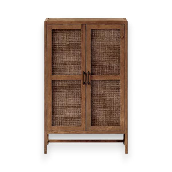 Warwick Library Cabinet Brown - Threshold: Rattan-Panel Doors, Hardwood, Storage, UPC 677446144737 - Yalz Store