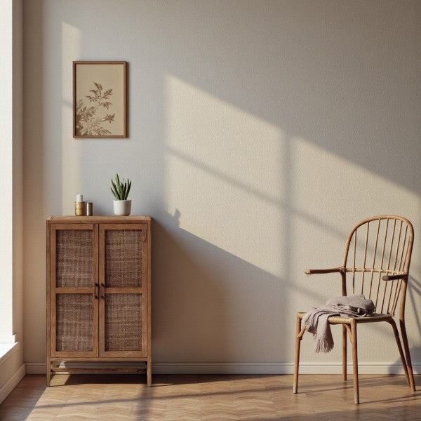 Warwick Library Cabinet Brown - Threshold: Rattan-Panel Doors, Hardwood, Storage, UPC 677446144737 - Yalz Store