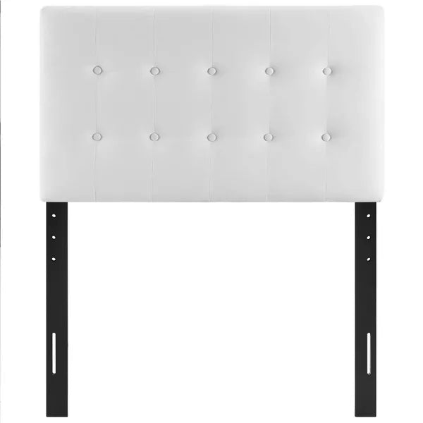 Modway Twin Emily Tufted Performance Velvet Headboard White: Elegant Dorm Furniture, Foam Padded, Wood Frame Mounted