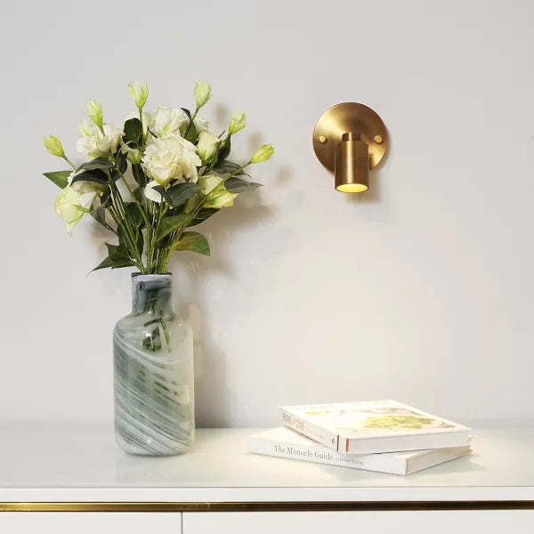 VidaLite Shura - Brushed Brass Integrated LED Spot Light w/Adjustable Head, Fully Rotatable Ceiling Light, 3000k, 490 Lumens