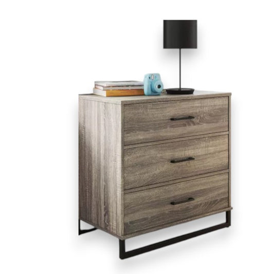 Mixed Material 3-Drawer Dresser – Light Gray Wash, Compact Modern Storage - Yalz Store