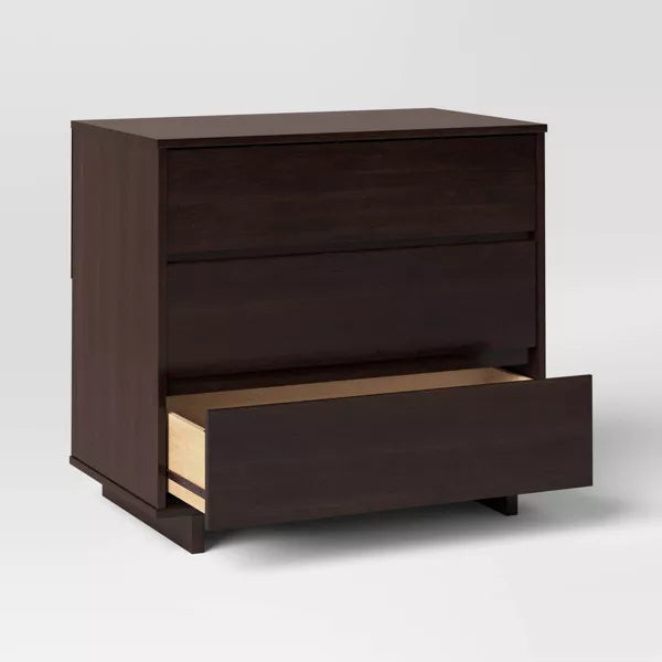 Modern 3-Drawer Dorm Dresser – Espresso Finish, Compact Storage, CARB Certified