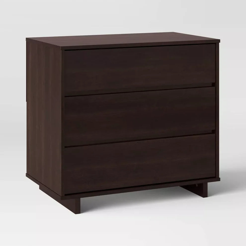 Modern 3-Drawer Dorm Dresser – Espresso Finish, Compact Storage, CARB Certified