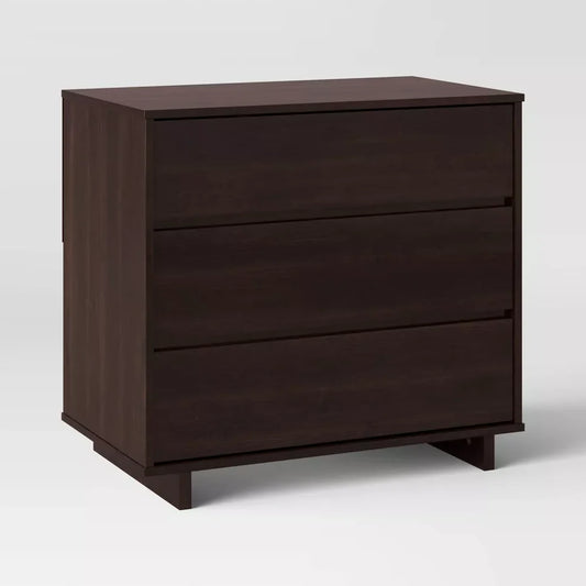 Modern 3-Drawer Dorm Dresser – Espresso Finish, Compact Storage, CARB Certified