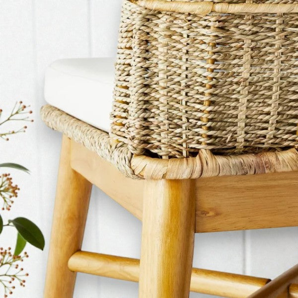 Juniper Woven Dining Chair with Cushion, Natural – Studio McGee Accent Chair - Yalz Store