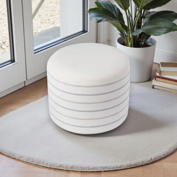 Upholstered Round Cube Ottoman – Soft Fabric Accent Seat - Yalz Store