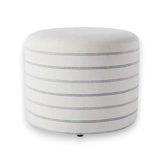 Upholstered Round Cube Ottoman – Soft Fabric Accent Seat - Yalz Store