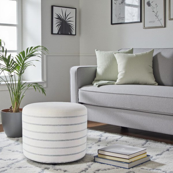 Upholstered Round Cube Ottoman – Soft Fabric Accent Seat - Yalz Store