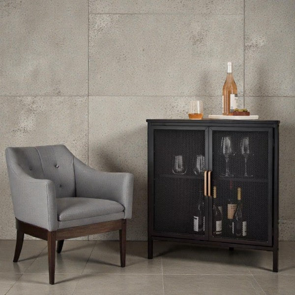 Black Mesh Corner Cabinet – V-Shaped Metal Storage with Gold Handles - Yalz Store