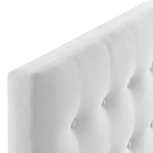 Modway Twin Emily Tufted Performance Velvet Headboard White: Elegant Dorm Furniture, Foam Padded, Wood Frame Mounted