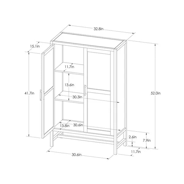 Warwick Library Cabinet Brown - Threshold: Rattan-Panel Doors, Hardwood, Storage, UPC 677446144737 - Yalz Store