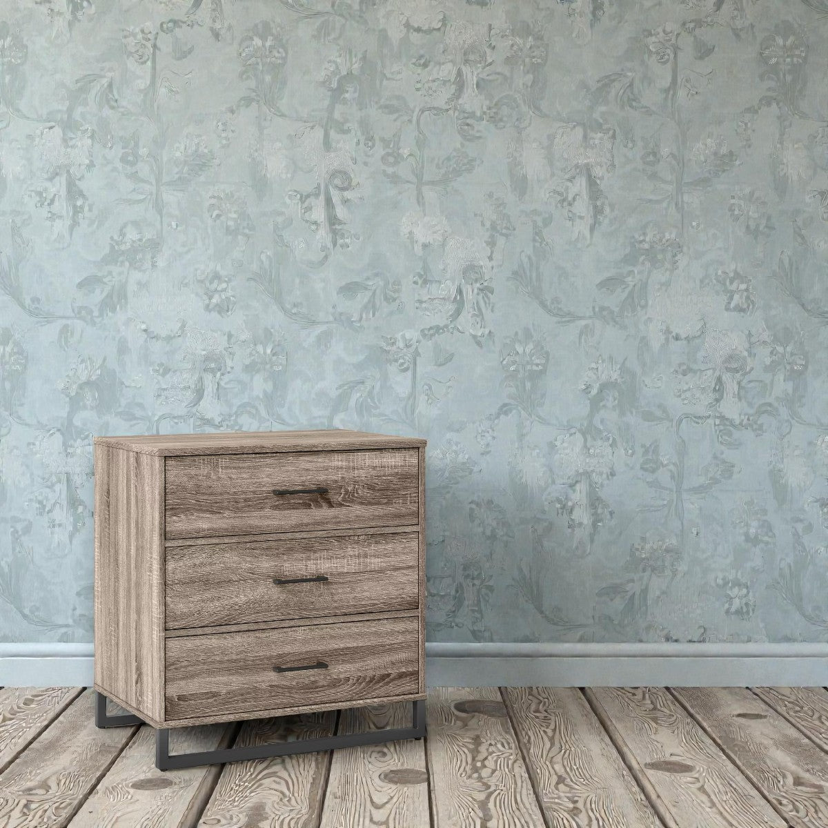 Mixed Material 3-Drawer Dresser – Light Gray Wash, Compact Modern Storage - Yalz Store