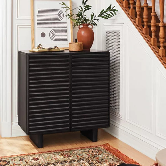 2 Door Fluted Accent Cabinet Black - Threshold