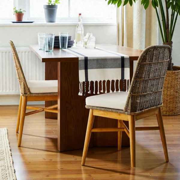 Juniper Woven Dining Chair with Cushion, Natural – Studio McGee Accent Chair - Yalz Store