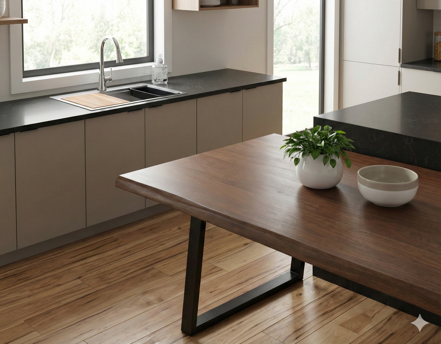 5-Piece Kitchen and Dining Bundle – Kitchen Sink, Pull-Down Faucet, Mahogany Dining Table, Hickory Flooring, Hand Soap - Yalz Store