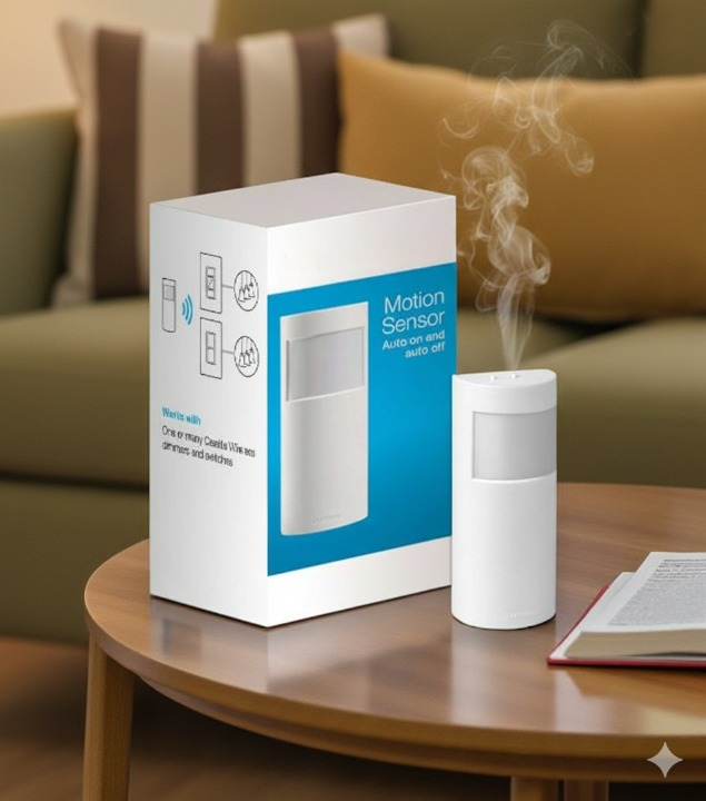 Lutron Caseta Smart Lighting Auto On and Off Motion Sensor, For Dimmers, Switches, and Fans Controls, No Wires Required, PD-OSENS-WH, White