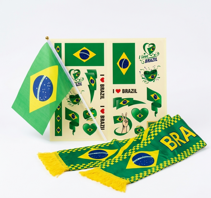 World Cup Fan Kit 3PCS Set Flag Scarf & 5 Tattoo Sheets