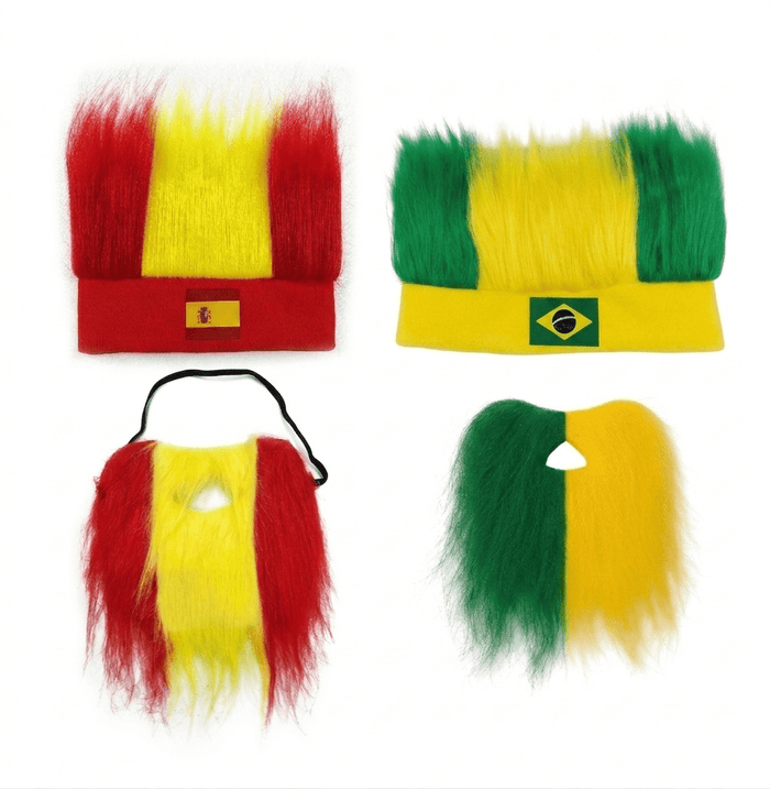 World Cup Fan Kit 2PCS Set Wig Headband, Beard Mustache