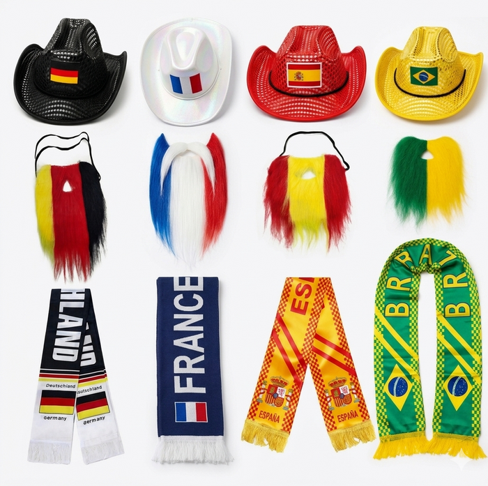 World Cup Fan Kit 3PCS Set Scarf Hat Austrian Beard & Mustache