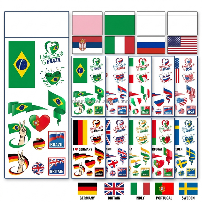 10 Sheets World Cup 2026 Temporary Face Tattoos Stickers