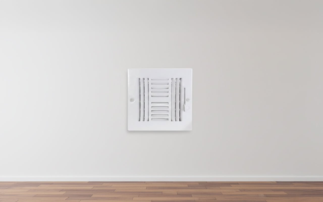 Air Vent Cover 6 x 6 Inch – Four-Way HVAC Register for Wall or Ceiling, Steel Construction, White - Yalz Store