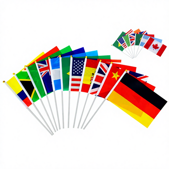 10 Pack Soccer Fan Flags 5x8 Inch with Sticks Choose Your Country