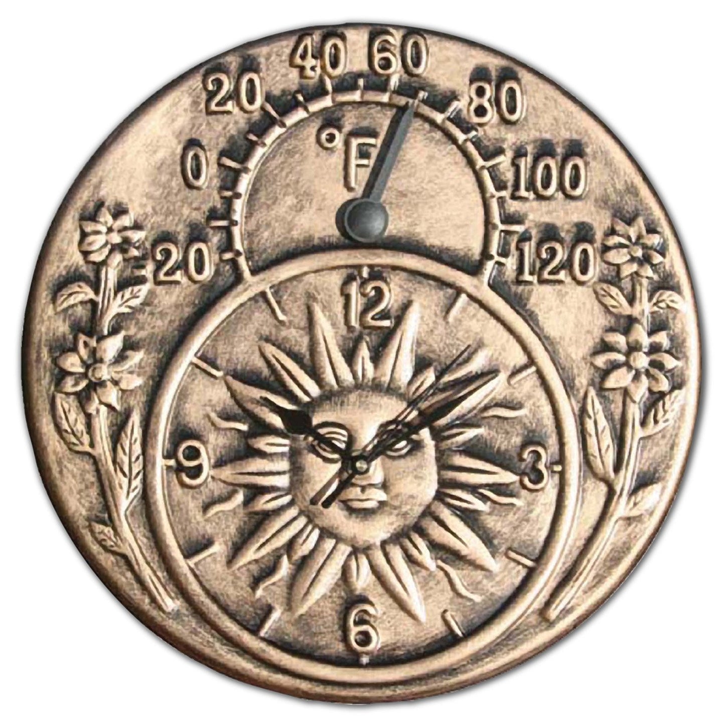 Outdoor Wall Clock and Thermometer – Terra-Cotta / Antique Gold Finish - Yalz Store