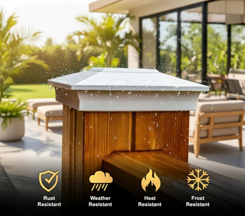 Heavy-Duty Aluminum Post Cap –white Outdoor Fence & Deck Post Topper for 5x5, 5.5x5.5 & 6x6 Posts - Yalz Store