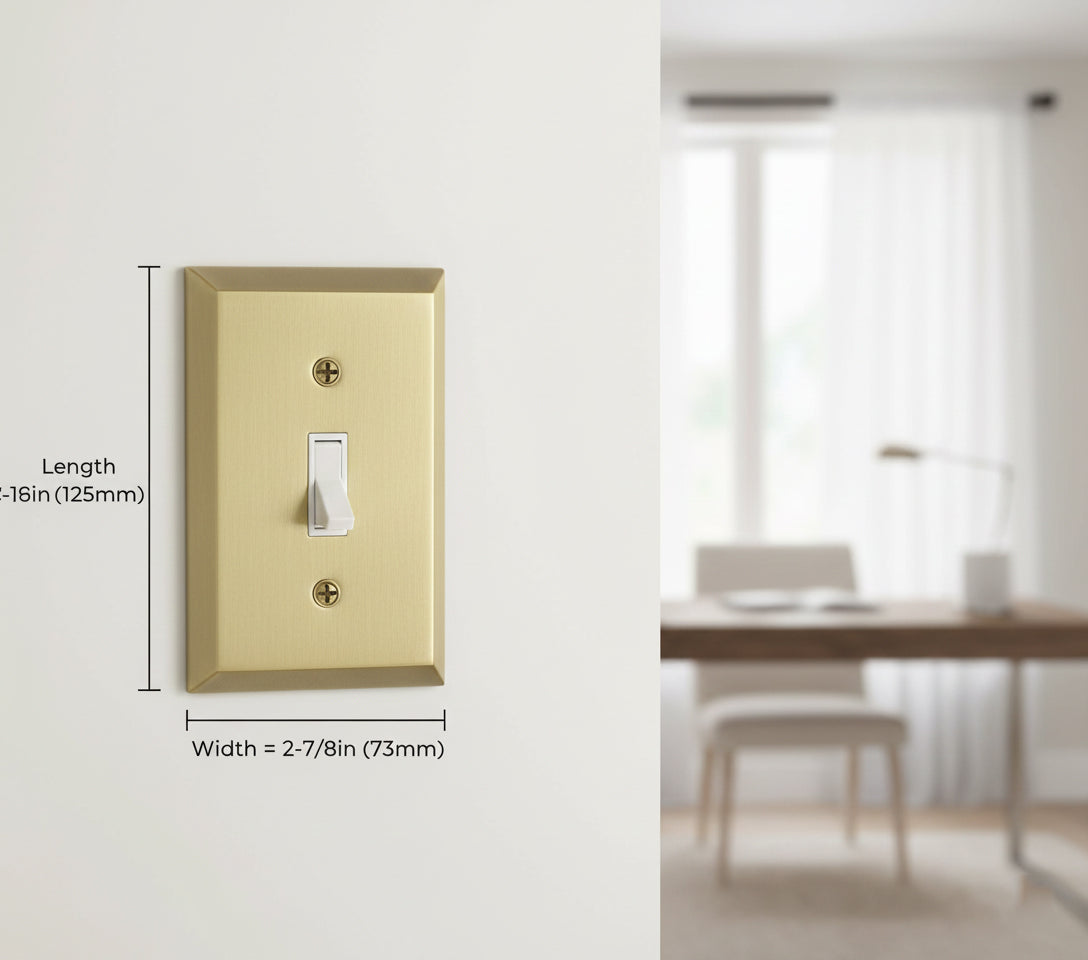Single Toggle Light Switch Wall Plate, Decorative Metal Switch Cover with Golden Champagne Finish, 1-Gang Electrical Wallplate for Home & Office