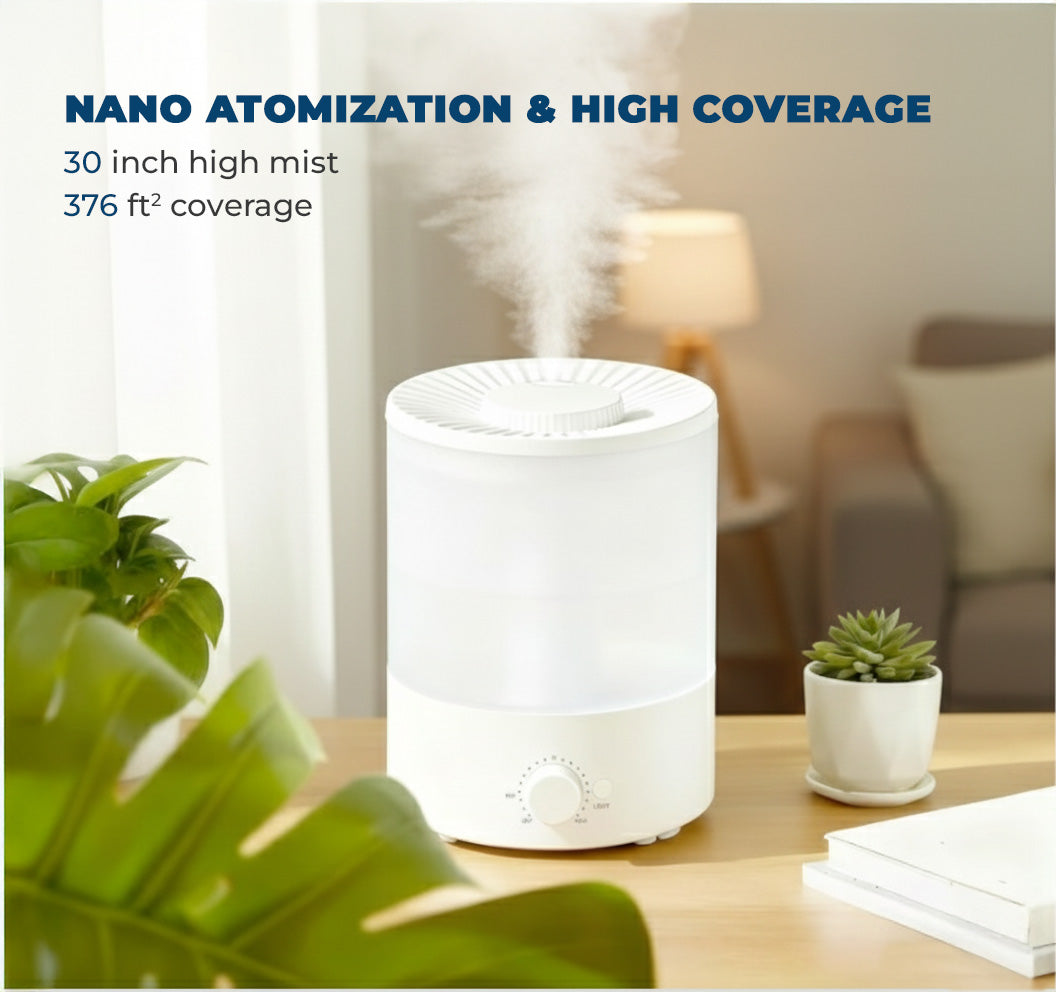 3.5L Cool Mist Ultrasonic Humidifier with Top-Fill Design, Quiet Operation, Essential Oil Diffuser, Night Light & Auto Shut-Off - Yalz Store